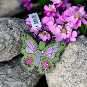 Coach Vintage Butterfly Charm - Suede, leather, silver hardware - Rare